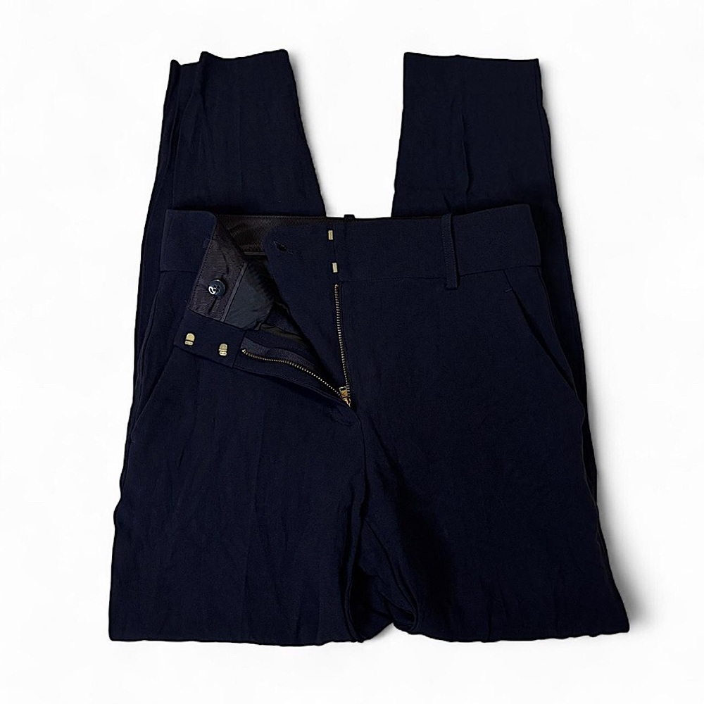 Sézane Navy Blue Tailored Pants FR 34 US 2 High Rise Slim Fit Trousers - Picture 3 of 9